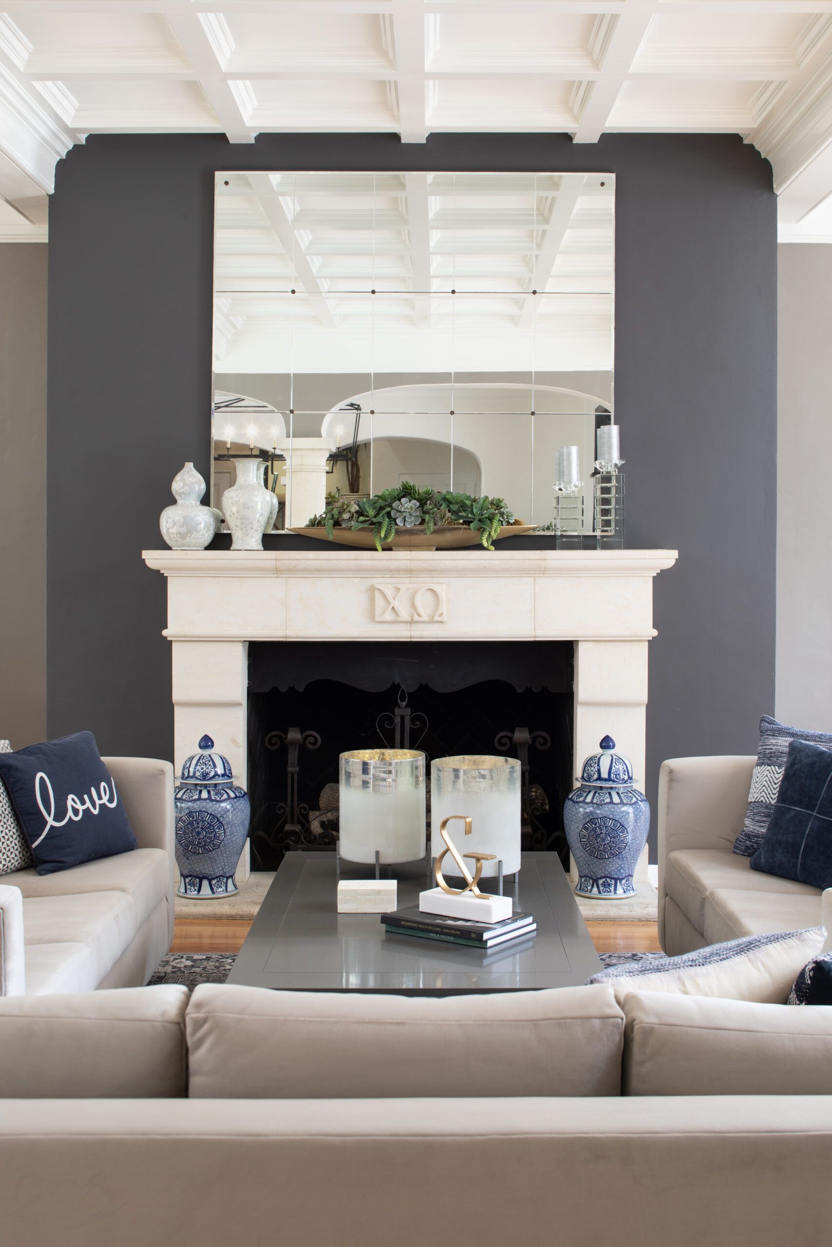 Chi Omega Living Room Fireplace